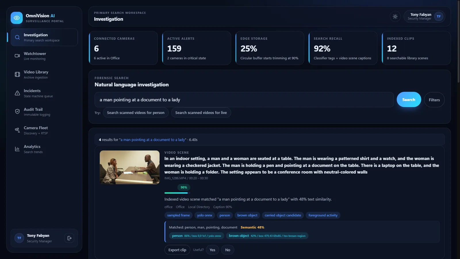 OmniVision search results for a plain-English query